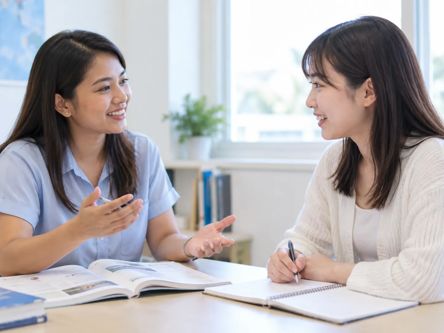 講師とマンツーマンで英語を学ぶ様子