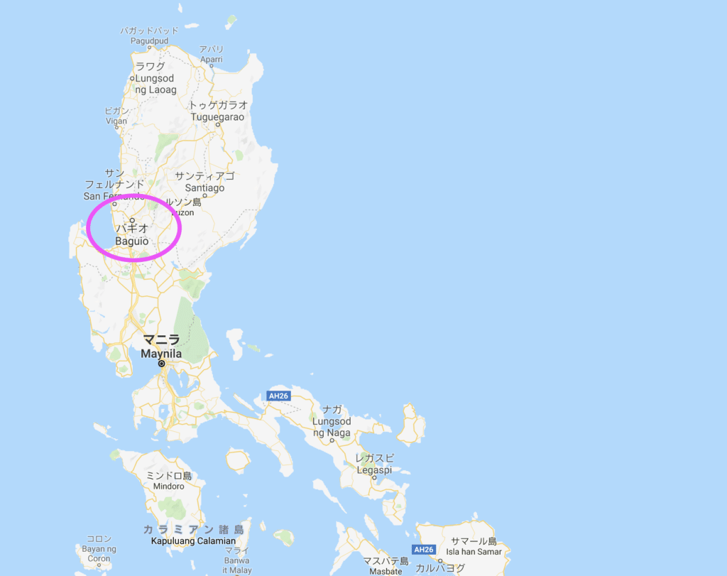 フィリピンの地図：バギオの位置