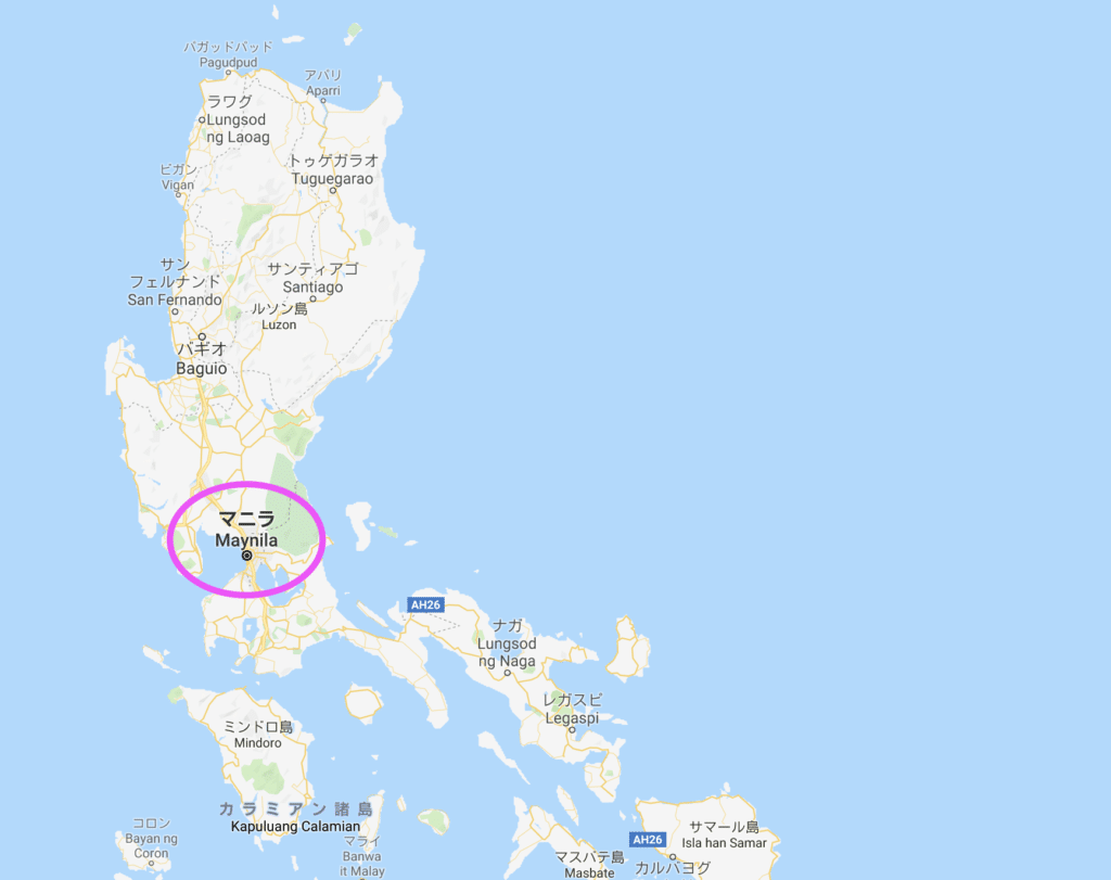 フィリピンの地図:マニラの位置