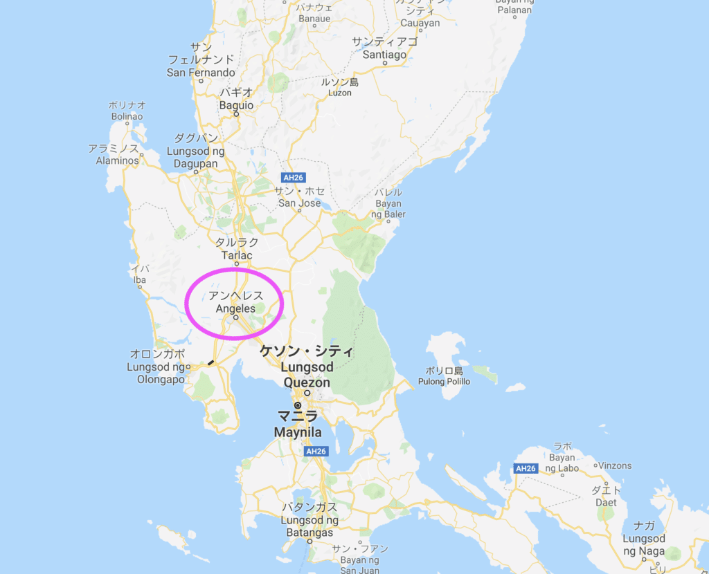 フィリピンの地図：クラークの位置