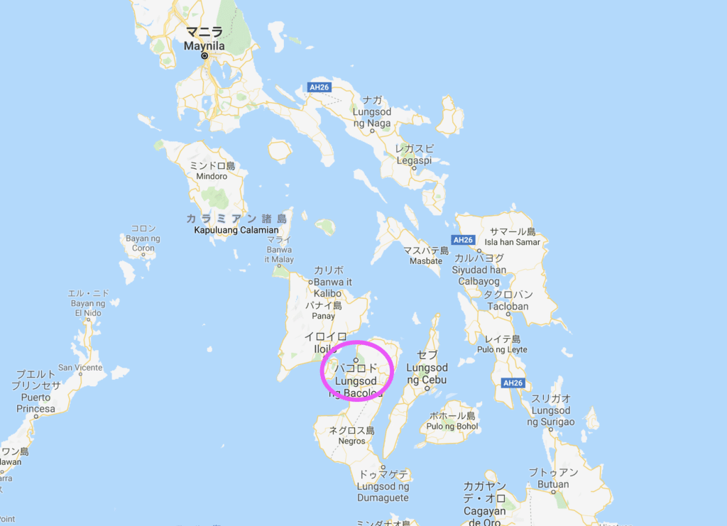 フィリピンの地図：バコロドの位置
