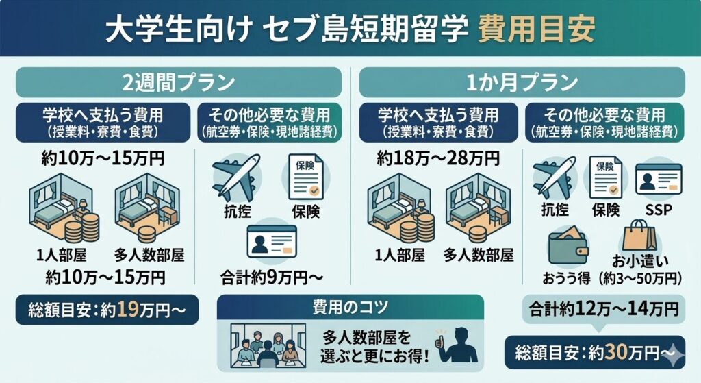 セブ島 大学生 留学 費用