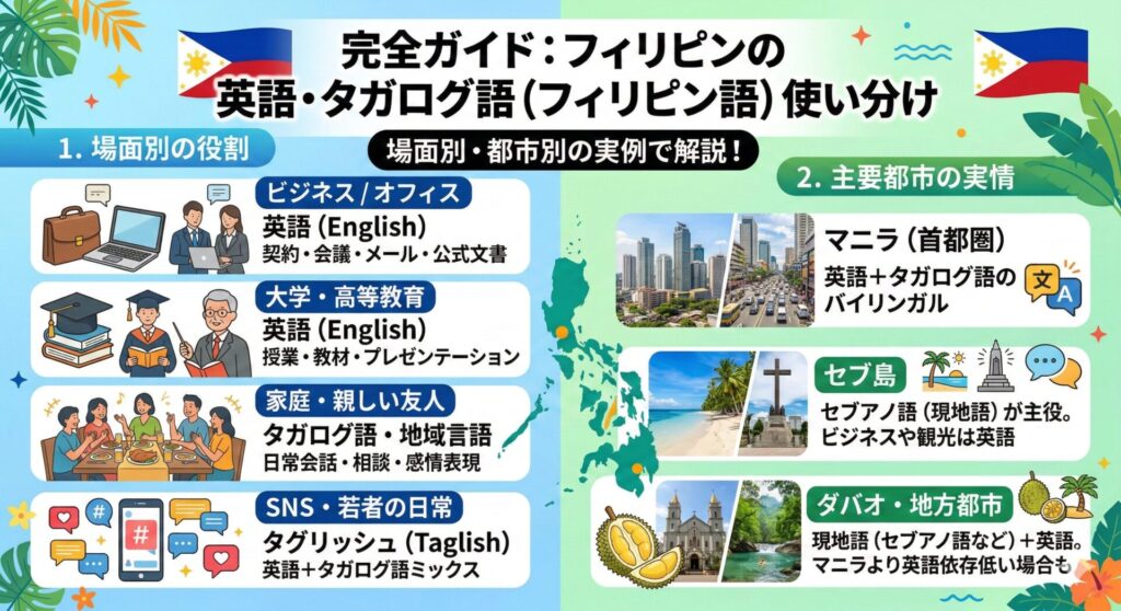 英語とタガログ語(フィリピン語)の役割の違い