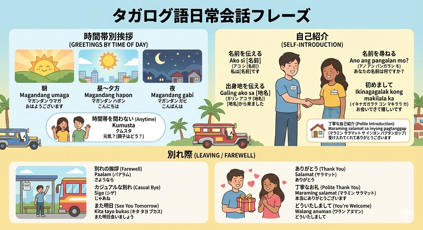 タガログ語日常会話フレーズ100選!挨拶・旅行・恋愛まで一覧表で解説