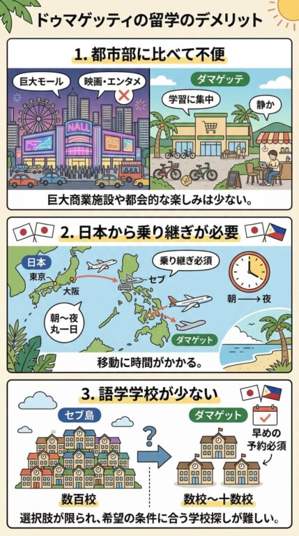 ドゥマゲティ 英語留学 デメリット