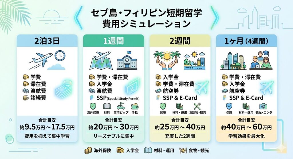 フィリピン 短期留学 費用